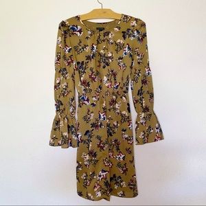 ANN TAYLOR Olive Green Floral Dress XS